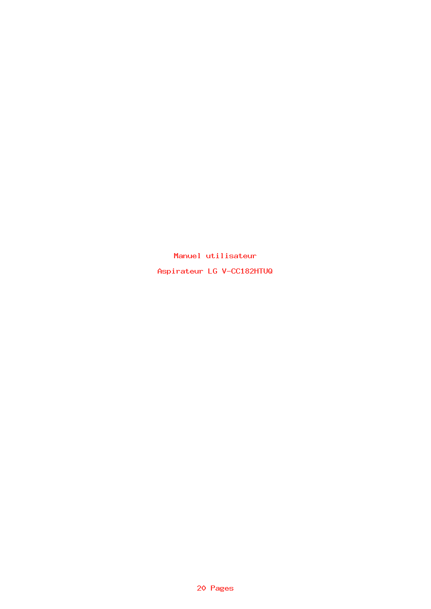 Page 1 de la notice Manuel utilisateur LG V-CC182HTUQ