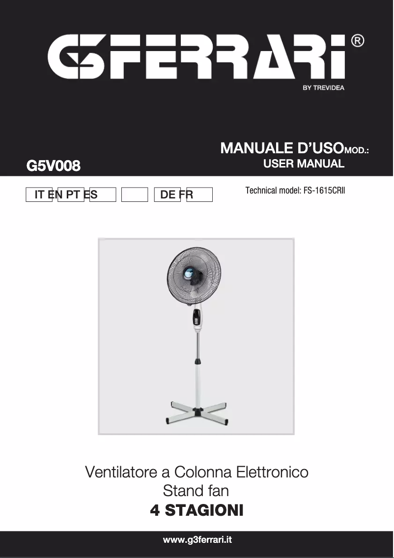 Page 1 of the manual User Manual G3 Ferrari 4 Stagioni G5V008