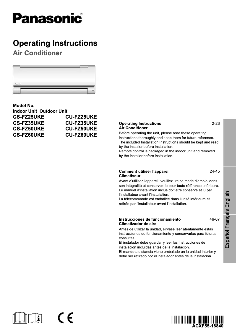 Página 1 del manual Manual de usuario Panasonic CS-FZ50UKE
