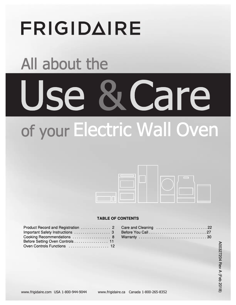 Page 1 de la notice Manuel d'utilisation et d'entretien Frigidaire FFEW2426UW