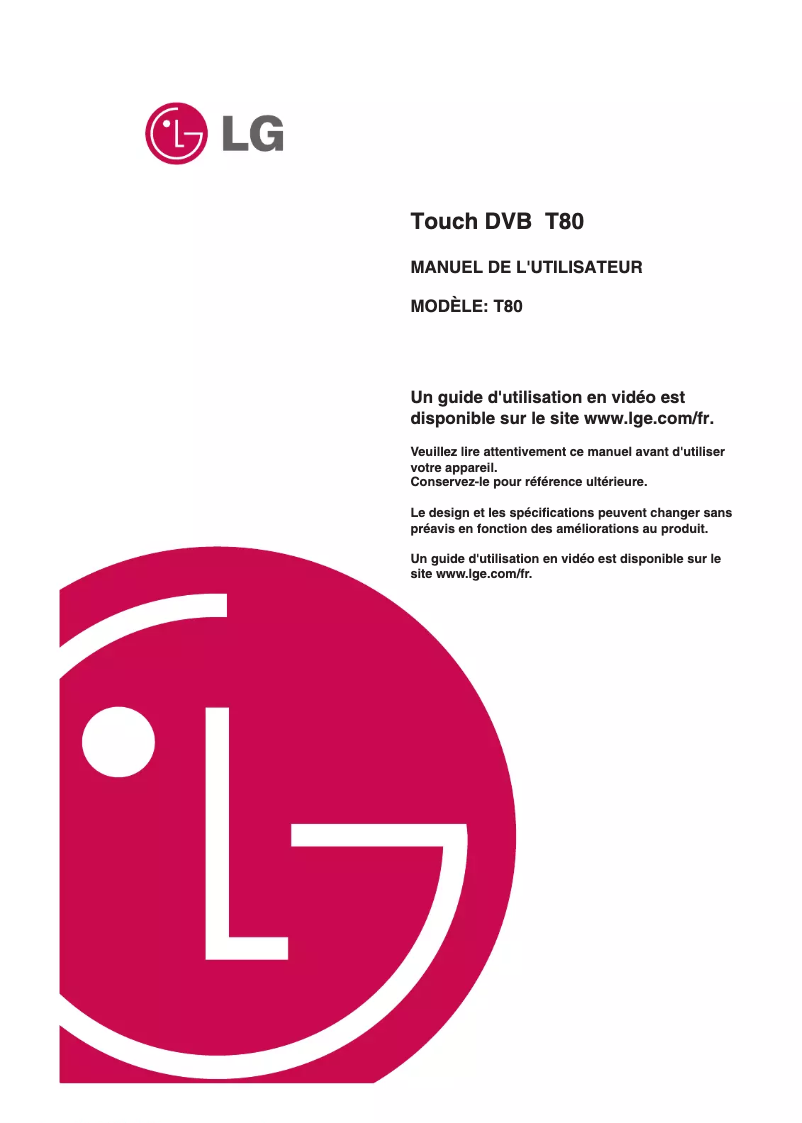 Page 1 de la notice Manuel utilisateur LG T80RVE4K