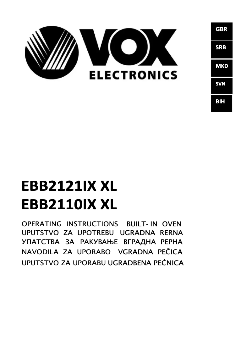 Page 1 de la notice Manuel utilisateur VOX EBB2121IXXL
