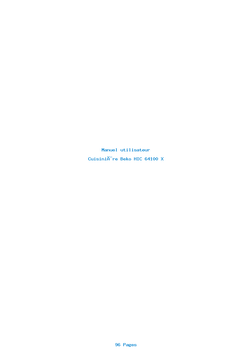 Page 1 de la notice Manuel utilisateur Beko HIC 64100 X