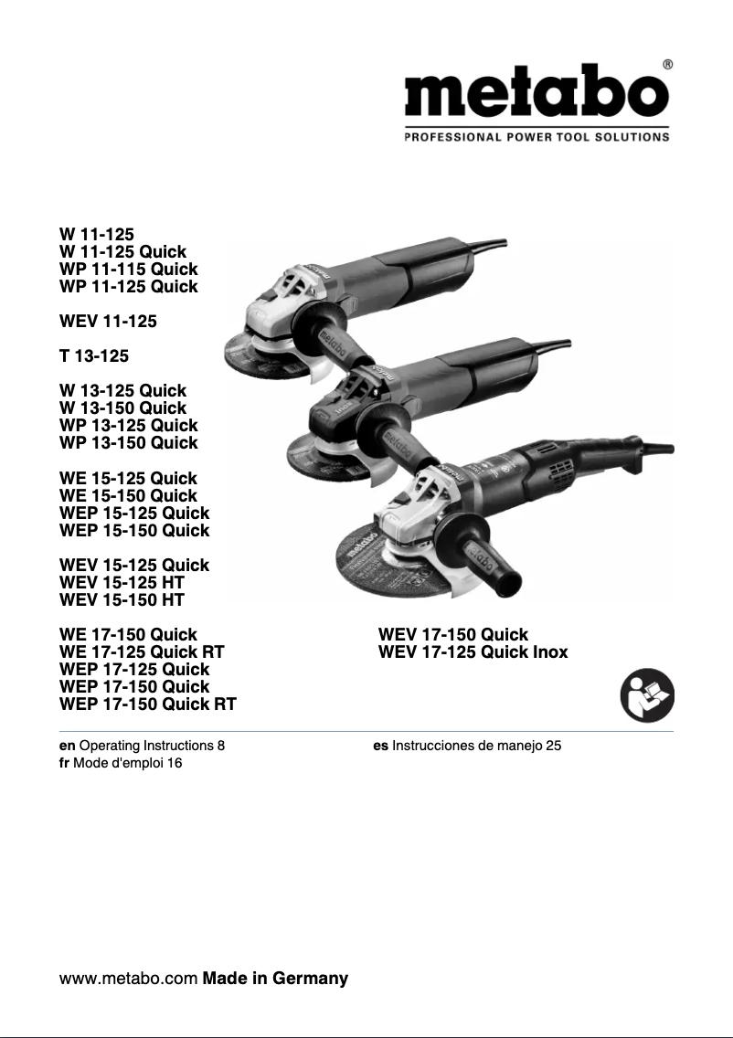 Page 1 of the manual User Manual Metabo W 12-150 Quick