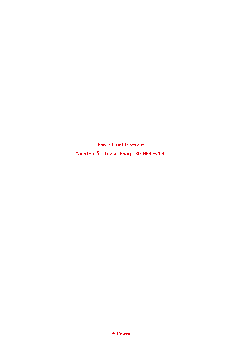 Page 1 de la notice Manuel utilisateur Sharp KD-HHH9S7GW2