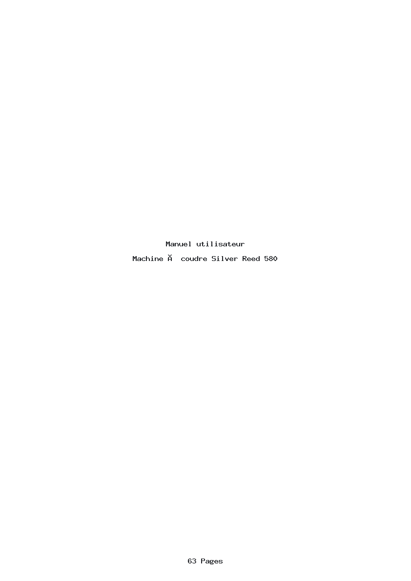 Page 1 de la notice Manuel utilisateur Silver Reed 580