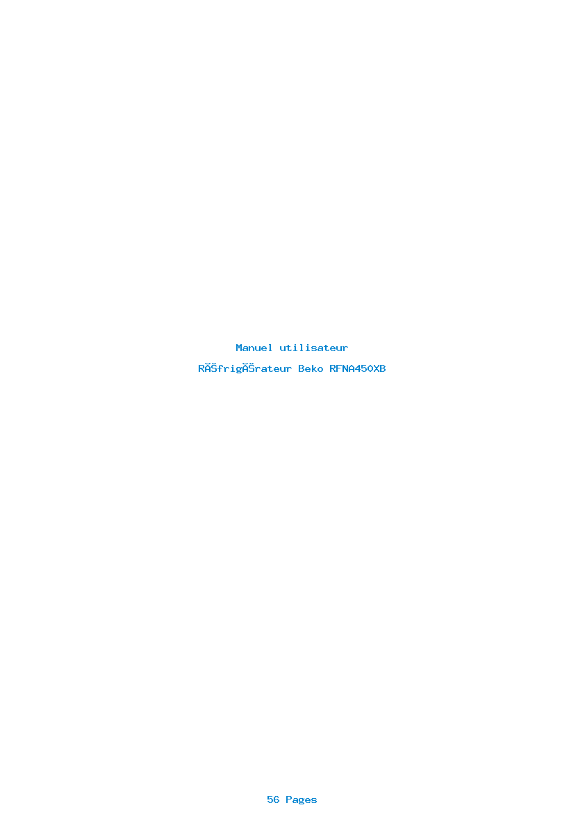 Page 1 de la notice Manuel utilisateur Beko RFNA450XB