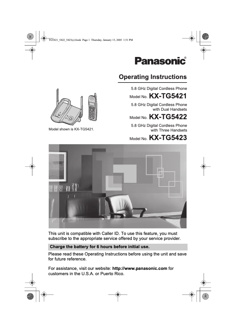 Imagen de la primera página del manual del dispositivo KX-TG5421