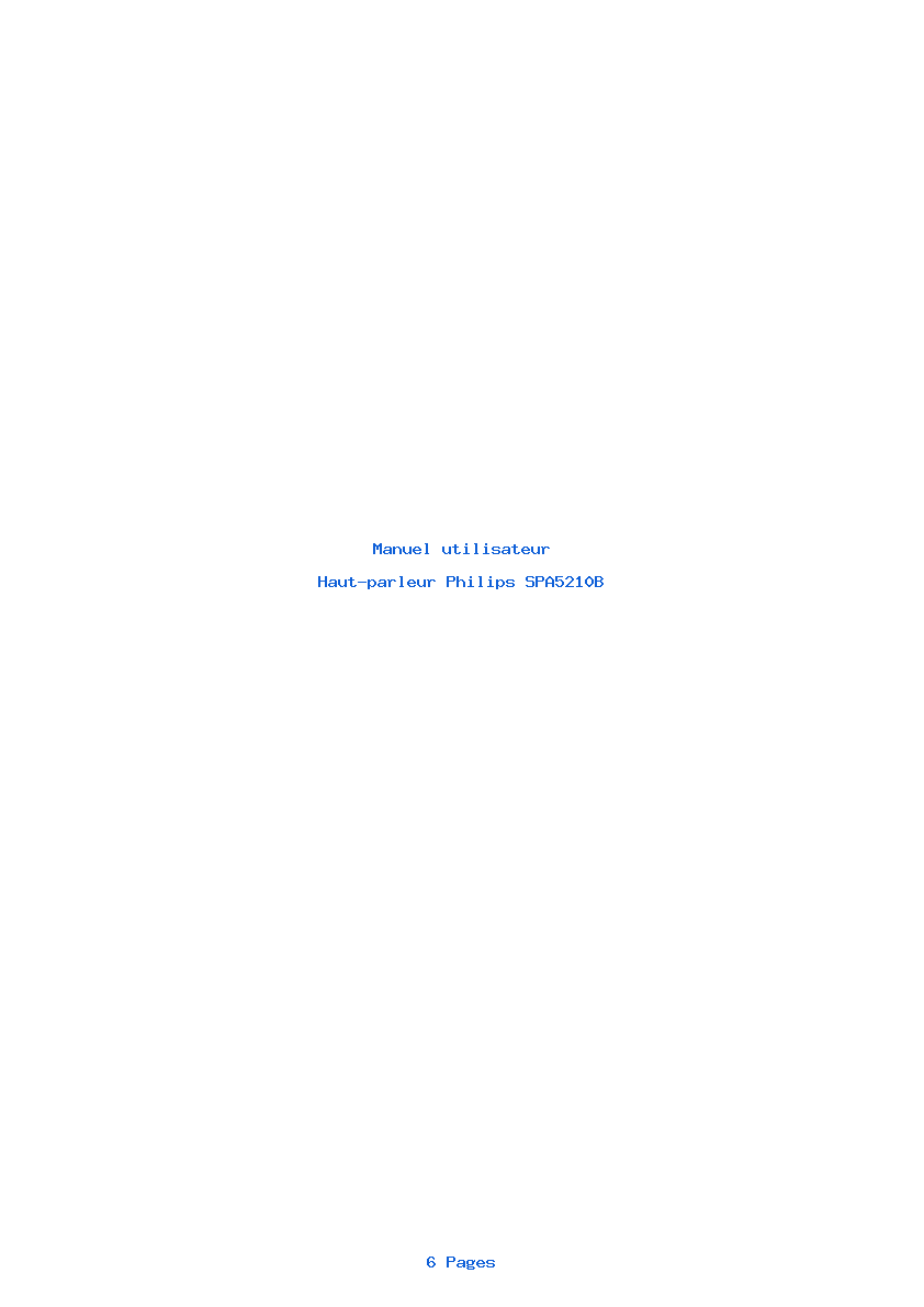 Page 1 de la notice Manuel utilisateur Philips SPA5210B