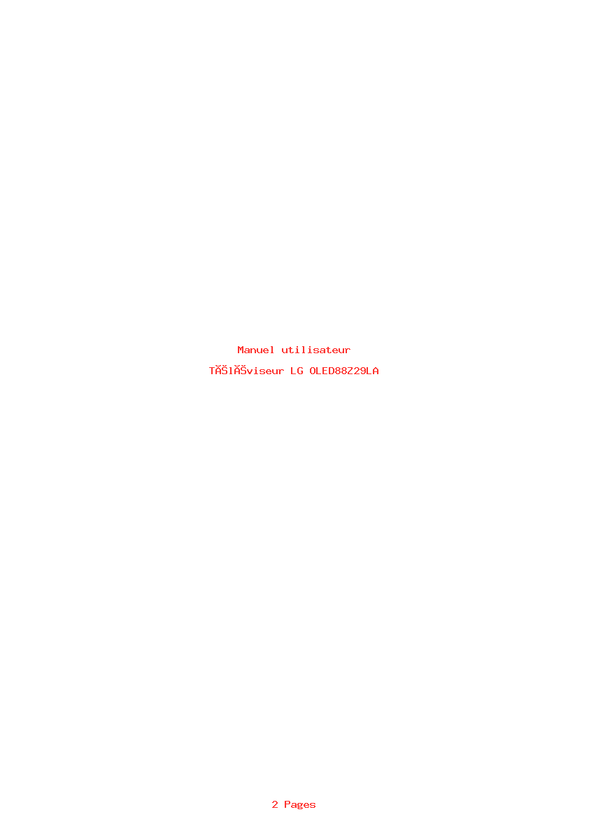 Page 1 de la notice Manuel utilisateur LG OLED88Z29LA