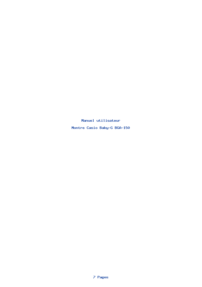 Page 1 de la notice Manuel utilisateur Casio Baby-G BGA-150