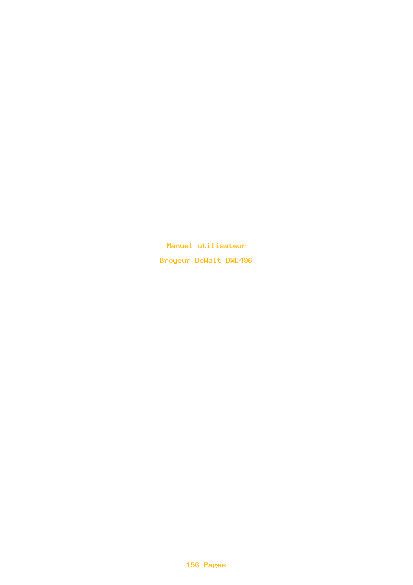Page 1 de la notice Manuel utilisateur DeWalt DWE496