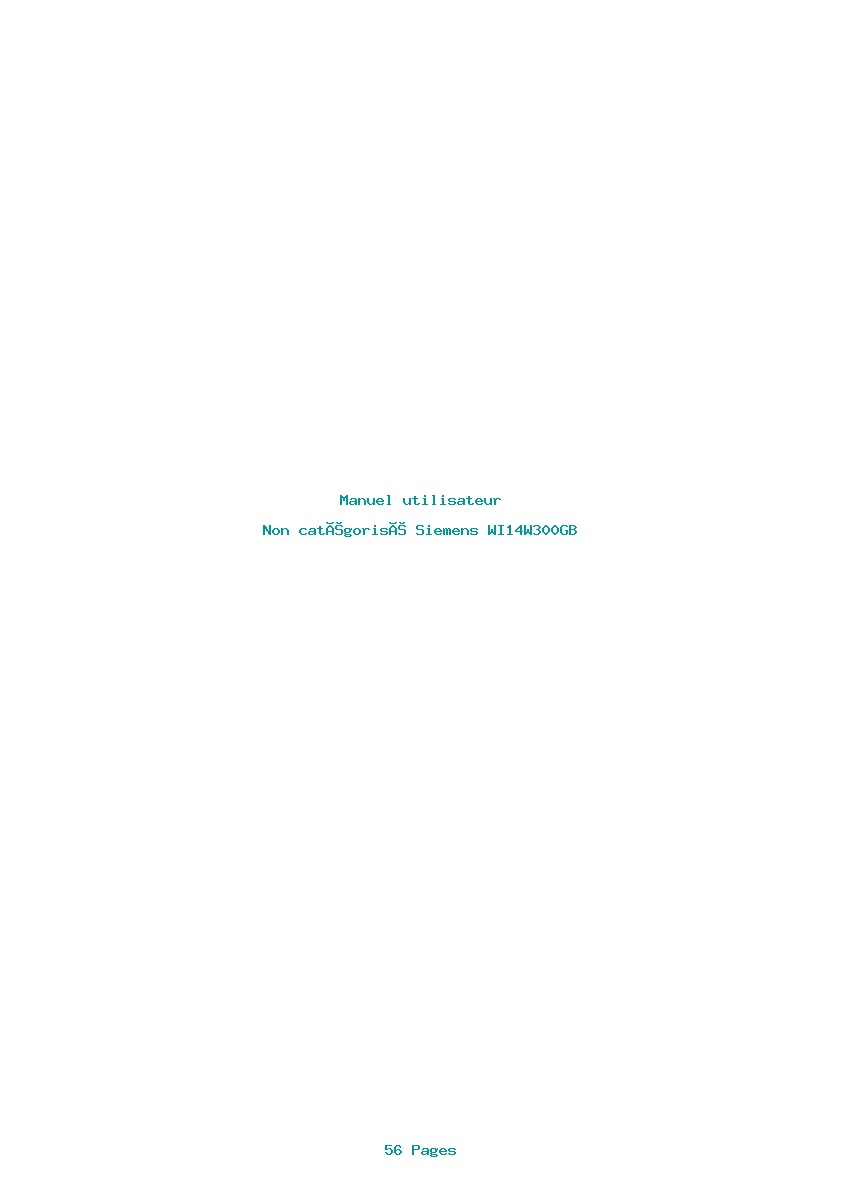 Page 1 de la notice Manuel utilisateur Siemens WI14W300GB