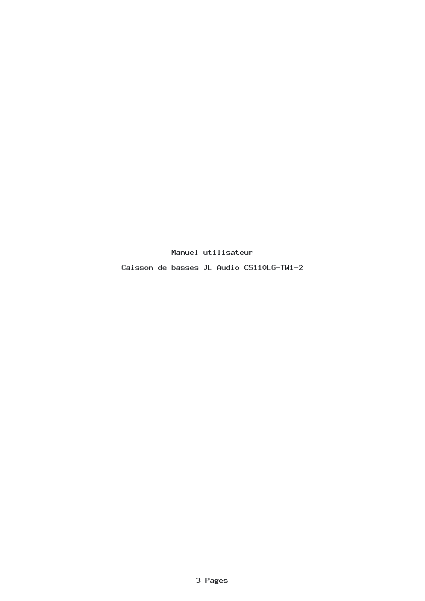 Page 1 de la notice Manuel utilisateur JL Audio CS110LG-TW1-2