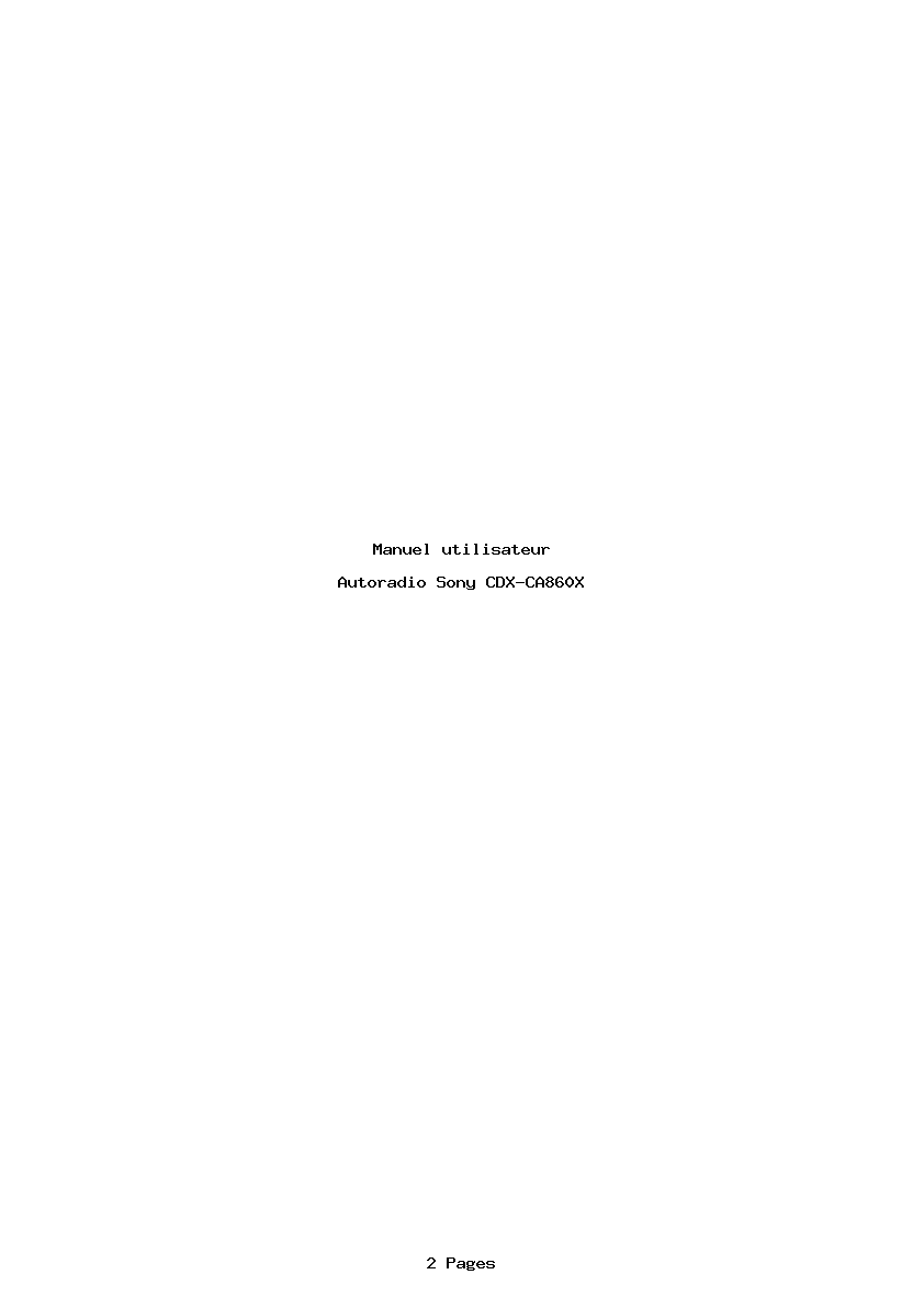 Page 1 de la notice Manuel utilisateur Sony CDX-CA860X