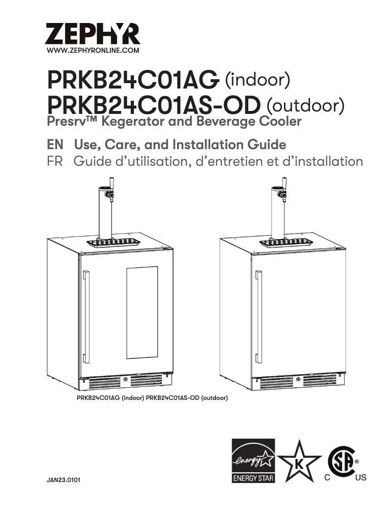 Página 1 del manual Manual de usuario Zephyr Presrv PRKB24C01AG