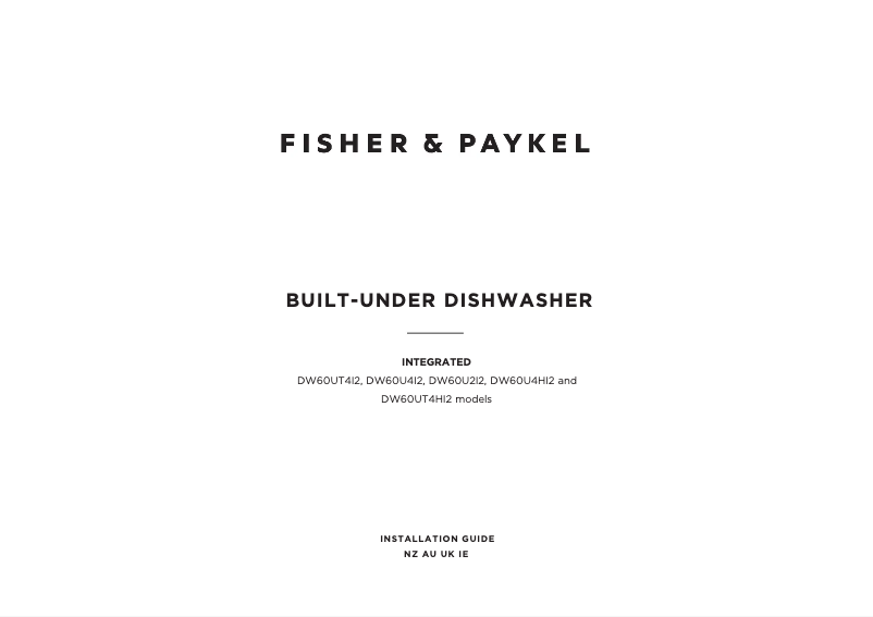 Page 1 de la notice Guide d'installation Fisher & Paykel DW60U4HI2