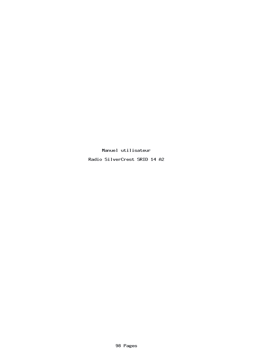 Page 1 de la notice Manuel utilisateur SilverCrest SRID 14 A2