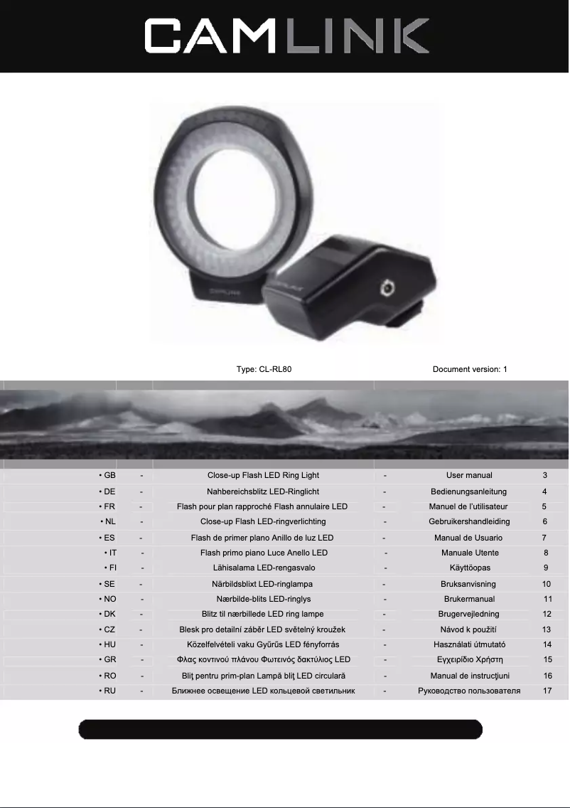 Page 1 de la notice Manuel utilisateur CamLink CL-RL80