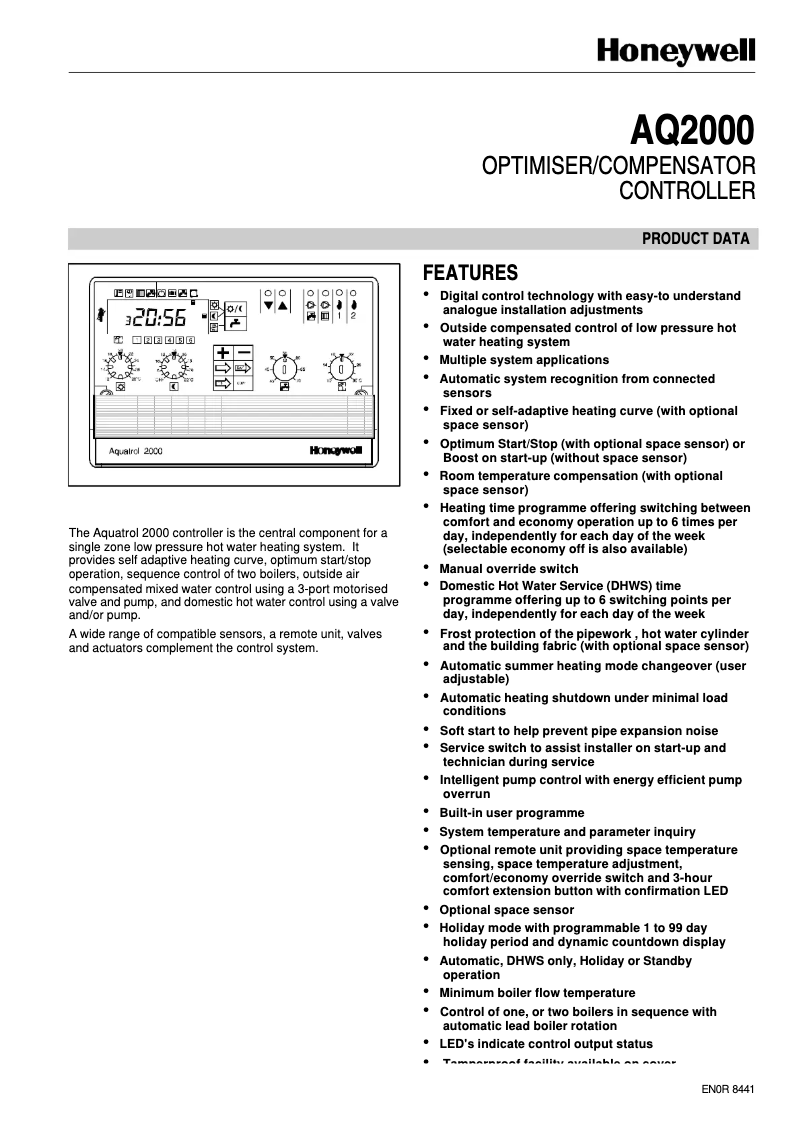 Page 1 de la notice Manuel utilisateur Honeywell Aquatrol 2000