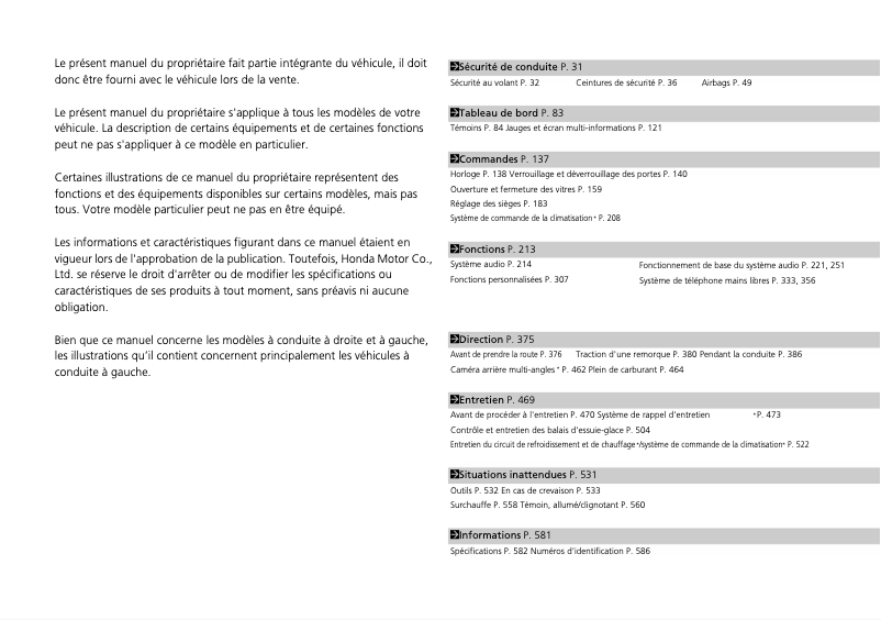 Page 1 de la notice Manuel utilisateur Honda Jazz (2016)
