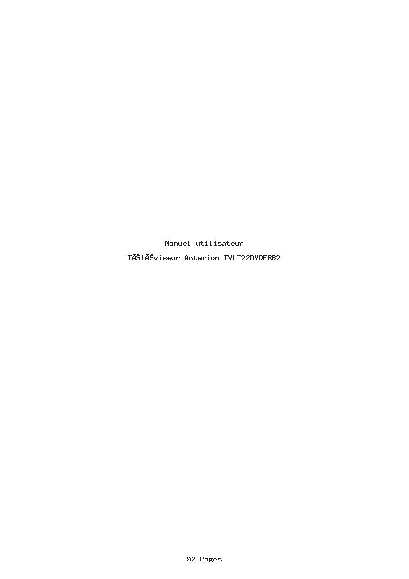 Page 1 de la notice Manuel utilisateur Antarion TVLT22DVDFRB2