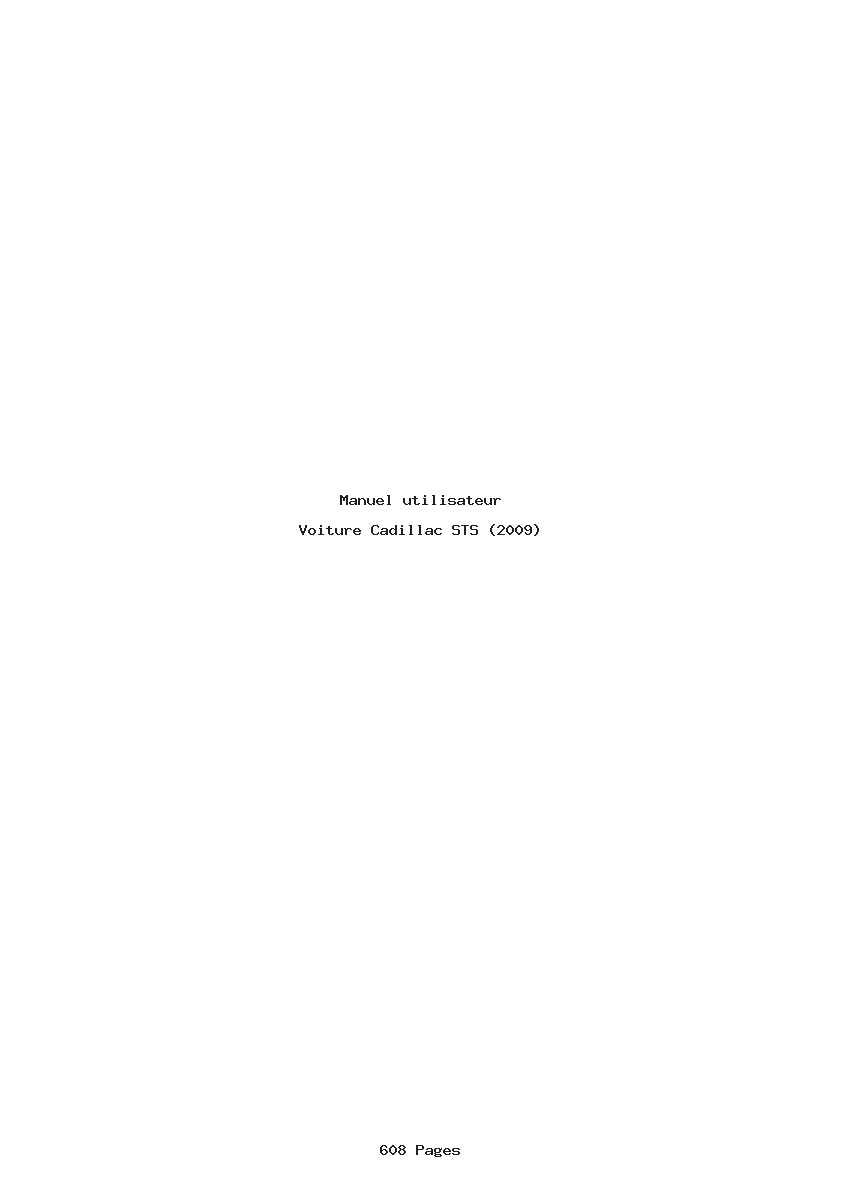 Page 1 de la notice Manuel utilisateur Cadillac STS (2009)