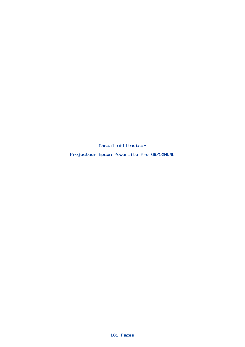 Page 1 de la notice Manuel utilisateur Epson PowerLite Pro G6750WUNL