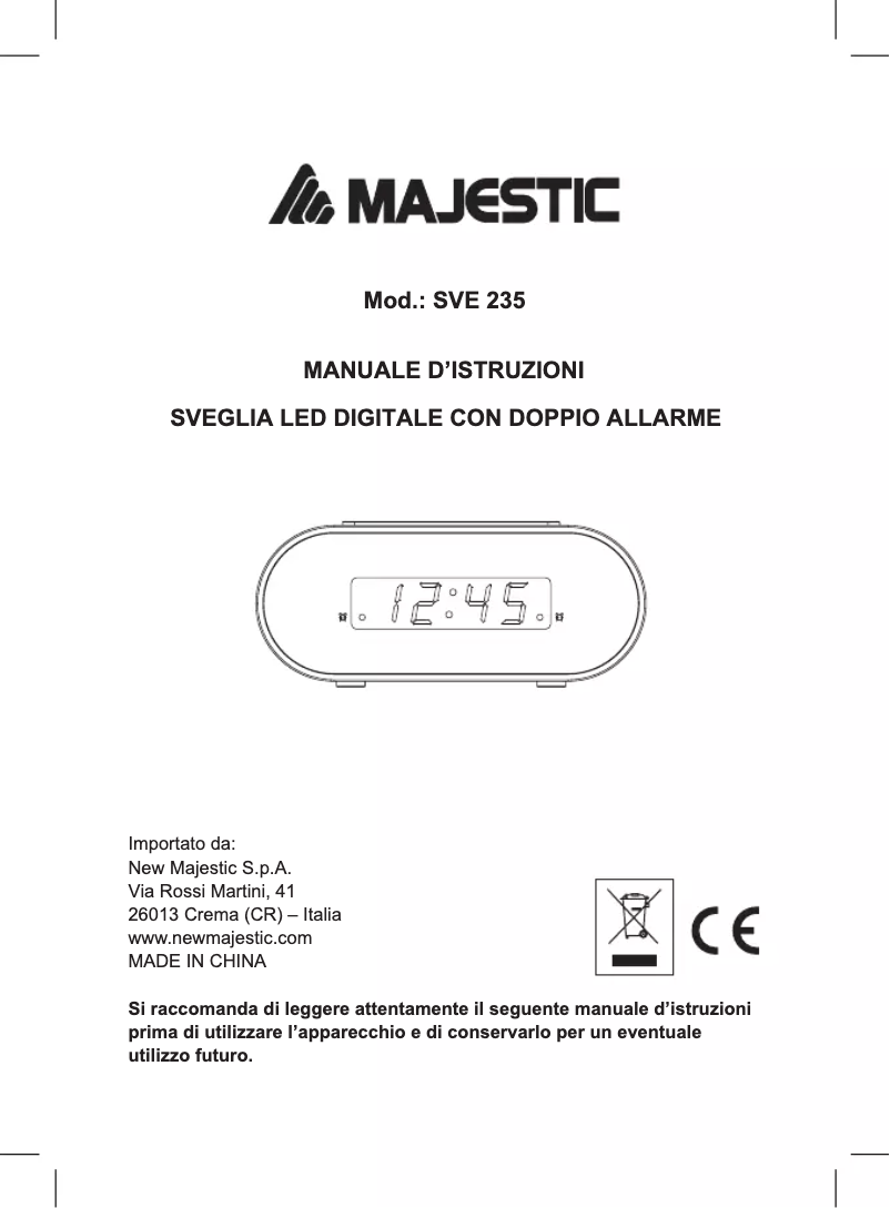 Page 1 de la notice Manuel utilisateur Majestic SVE-235