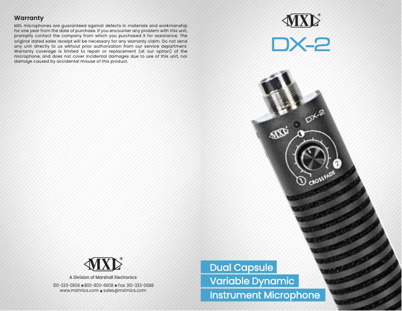 Page 1 de la notice Manuel utilisateur MXL DX-2