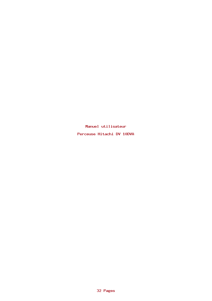 Page 1 de la notice Manuel utilisateur Hitachi DV 10DVA
