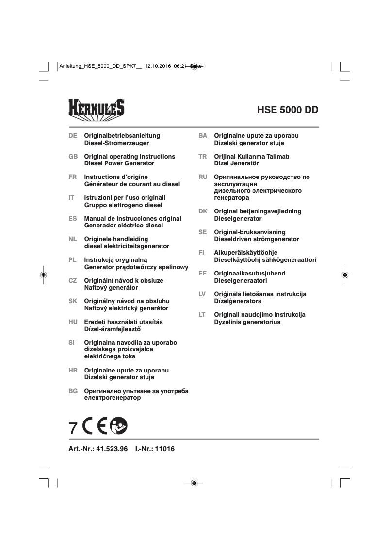 Page 1 of the manual User Manual Herkules HSE 5000 DD