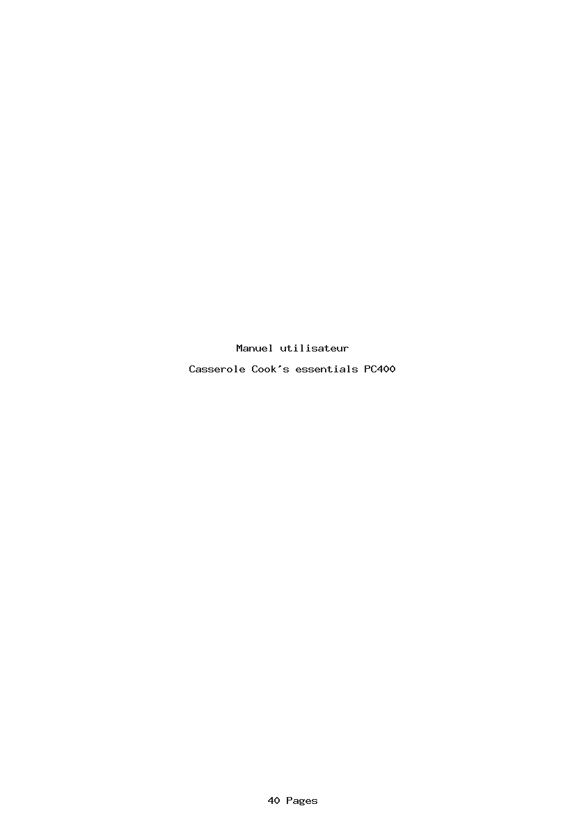 Page 1 de la notice Manuel utilisateur Cook's essentials PC400
