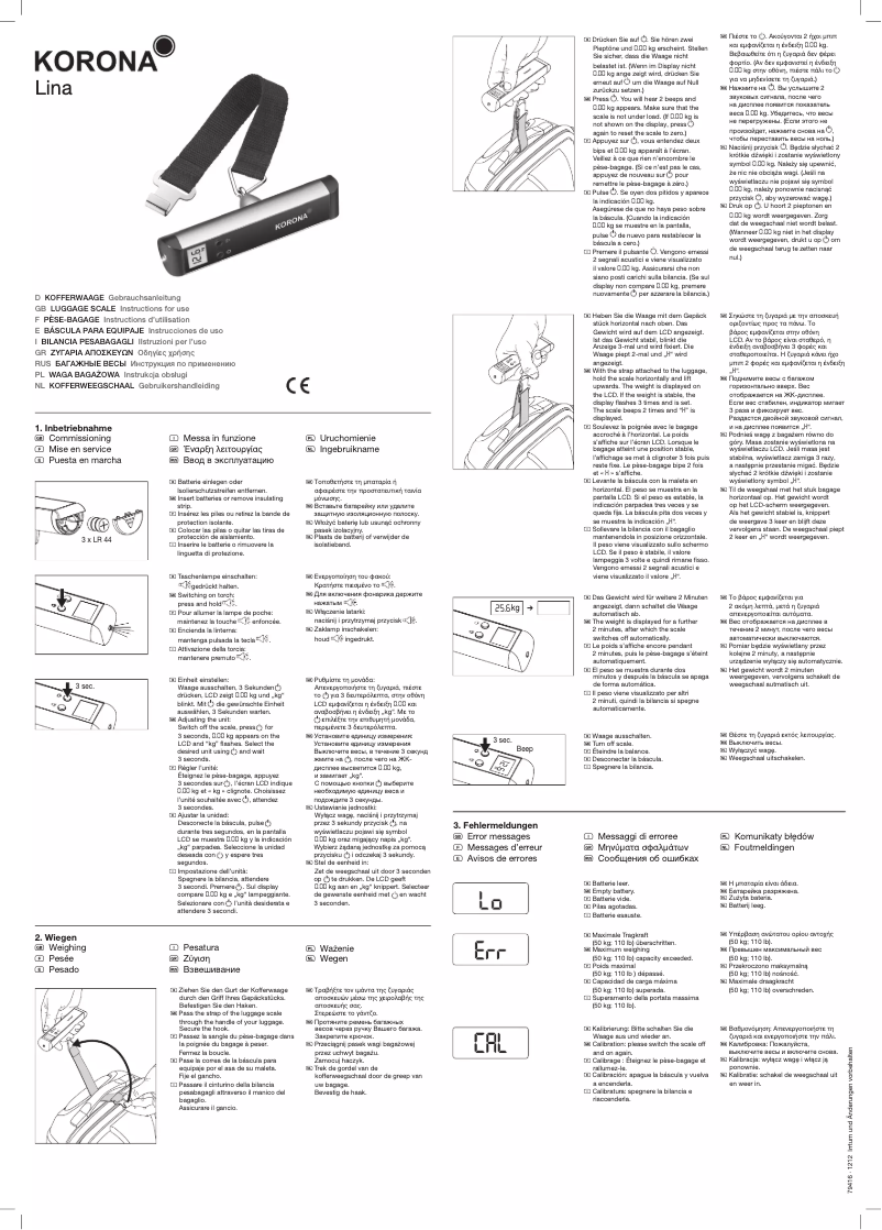 Page 1 de la notice Manuel utilisateur Korona Lina 79416