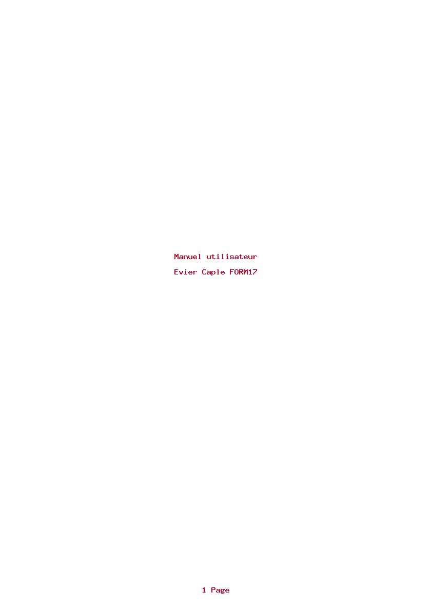 Page 1 de la notice Manuel utilisateur Caple FORM17