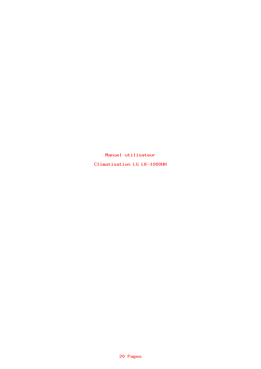 Page 1 de la notice Manuel utilisateur LG LK-1080HH