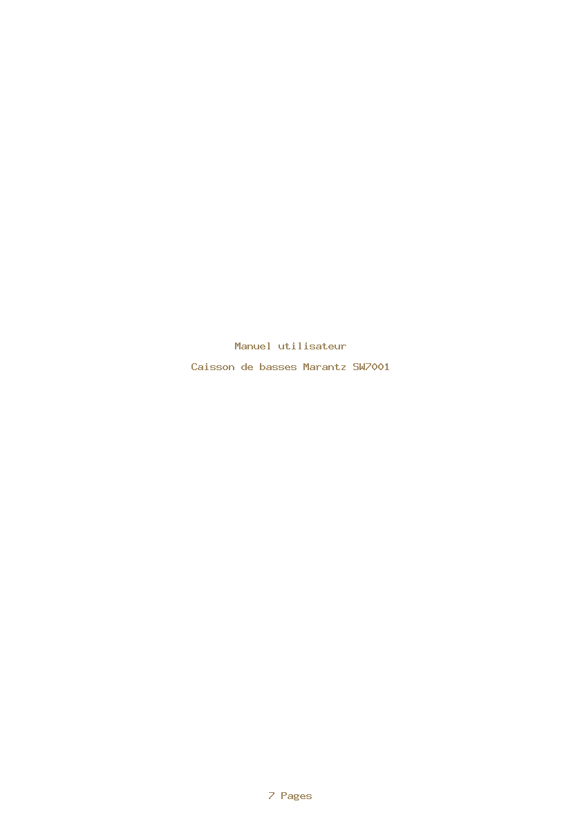 Page 1 de la notice Manuel utilisateur Marantz SW7001