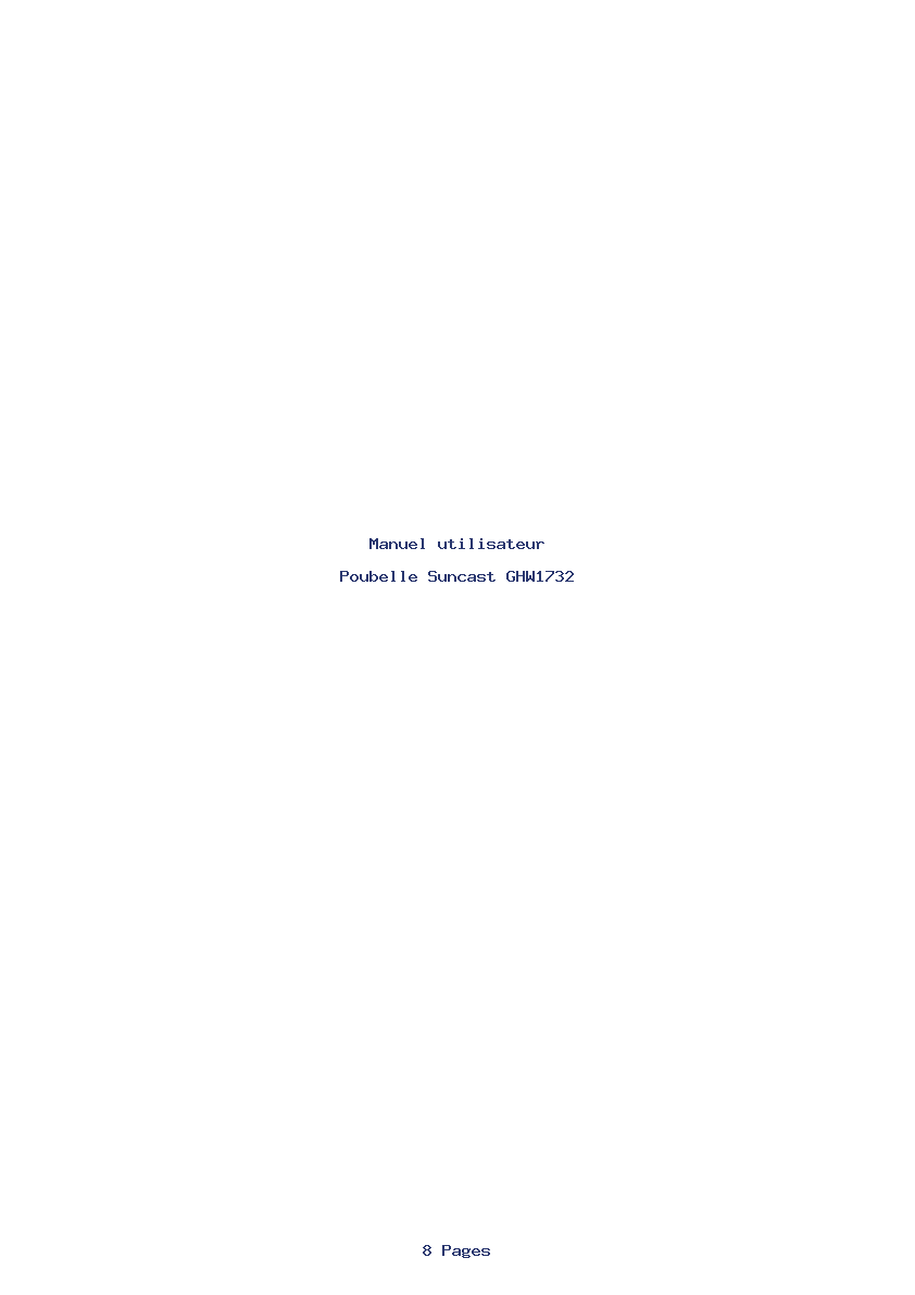Page 1 de la notice Manuel utilisateur Suncast GHW1732
