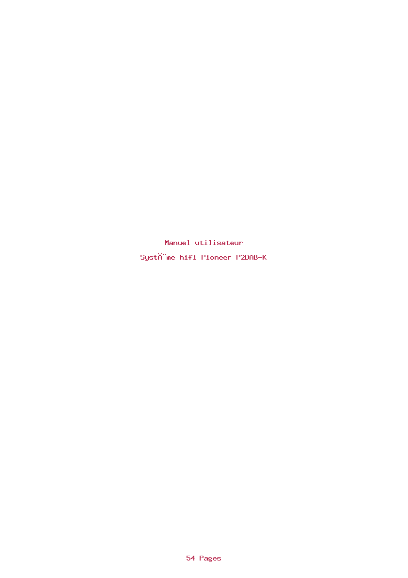 Page 1 de la notice Manuel utilisateur Pioneer P2DAB-K