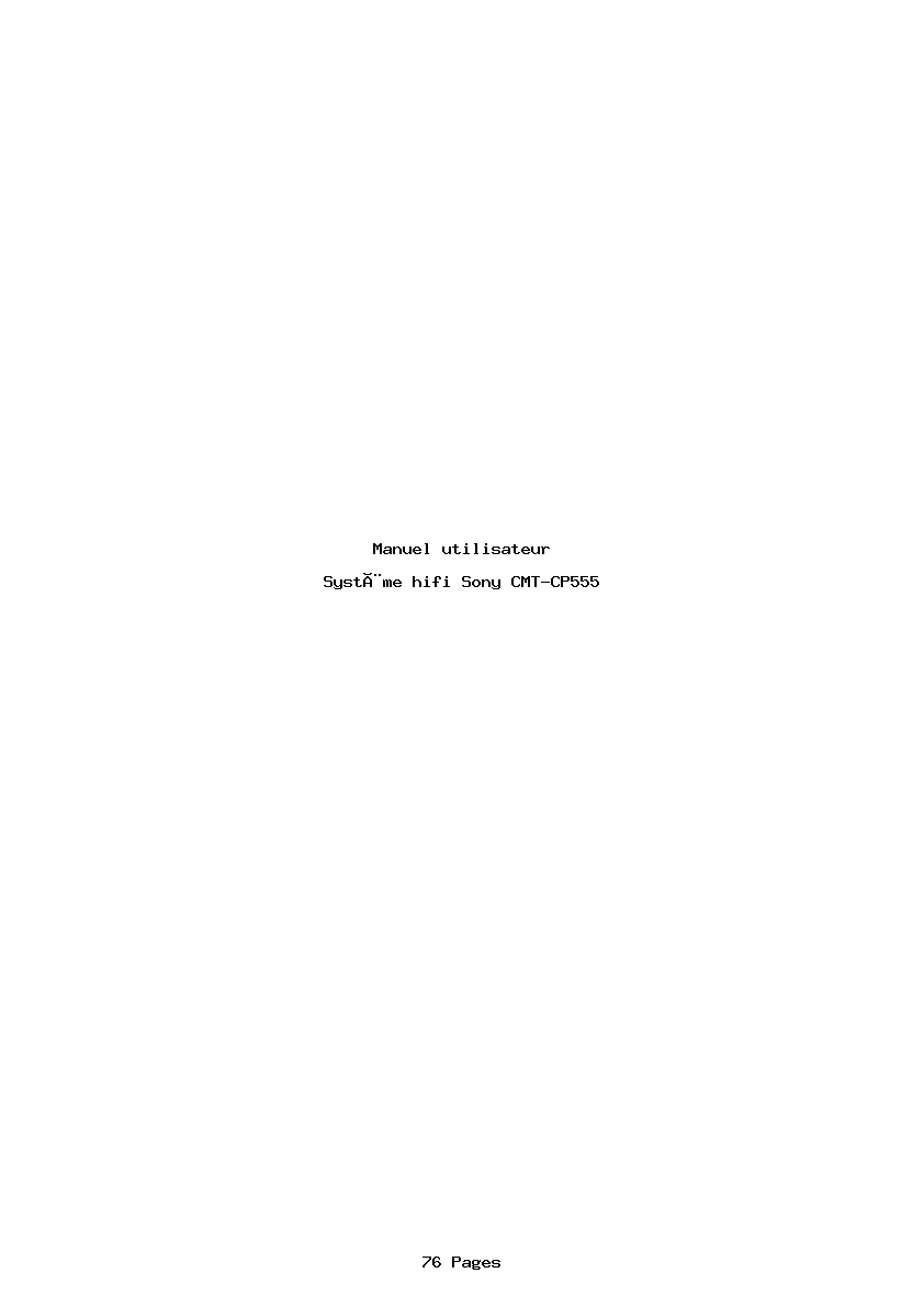 Page 1 de la notice Manuel utilisateur Sony CMT-CP555