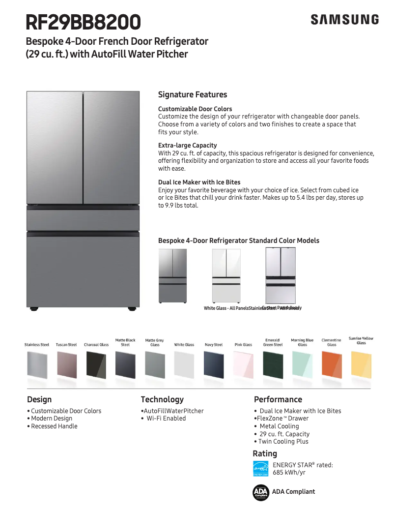 Página 1 del manual Ficha técnica Samsung RF29BB8200QL