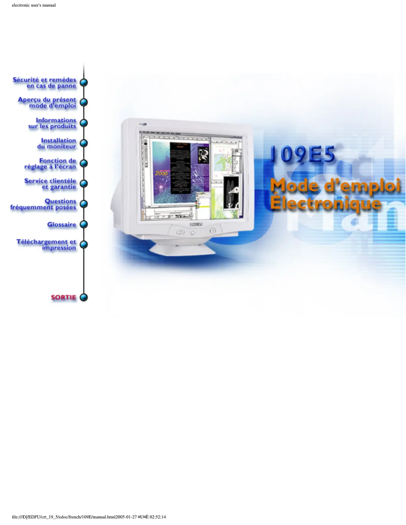 Page n°1 - Manuel utilisateur Philips 109E50