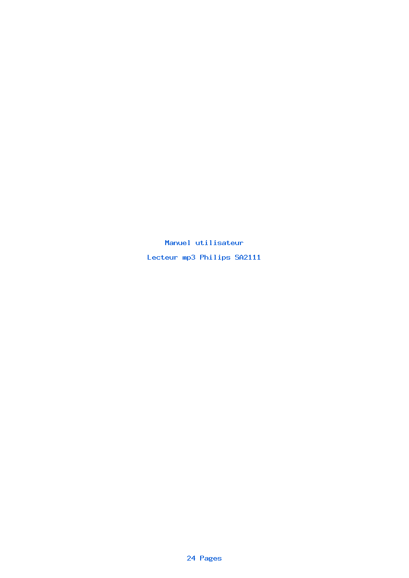 Page 1 de la notice Manuel utilisateur Philips SA2111