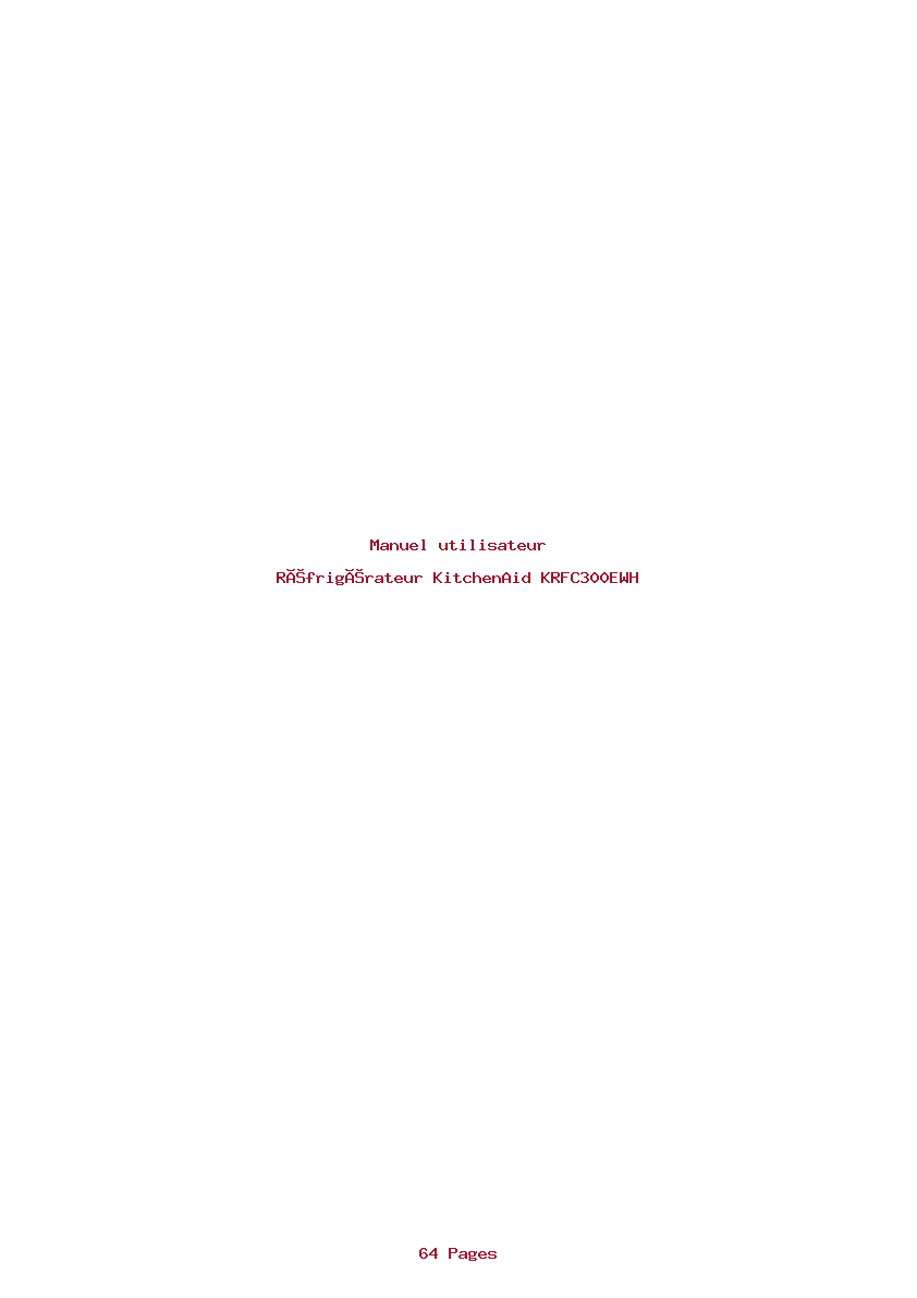 Page 1 de la notice Manuel utilisateur KitchenAid KRFC300EWH