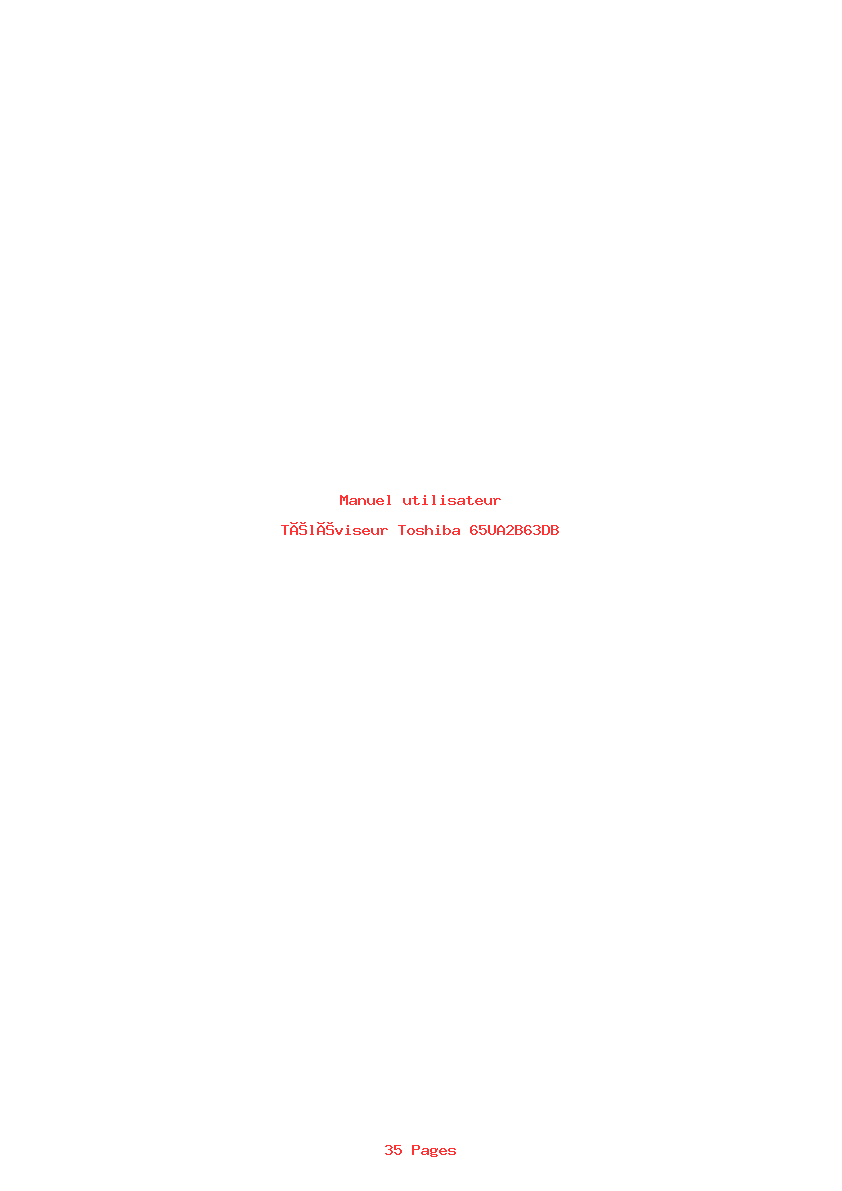 Page 1 de la notice Manuel utilisateur Toshiba 65UA2B63DB