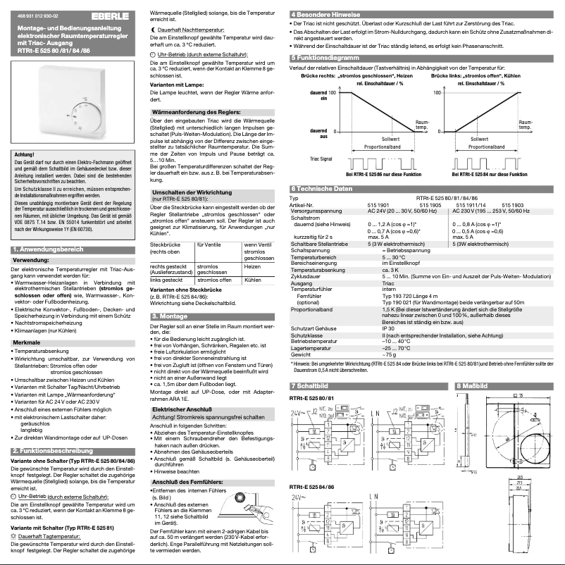 Página 1 del manual Manual de usuario Eberle RTRT-E 52587