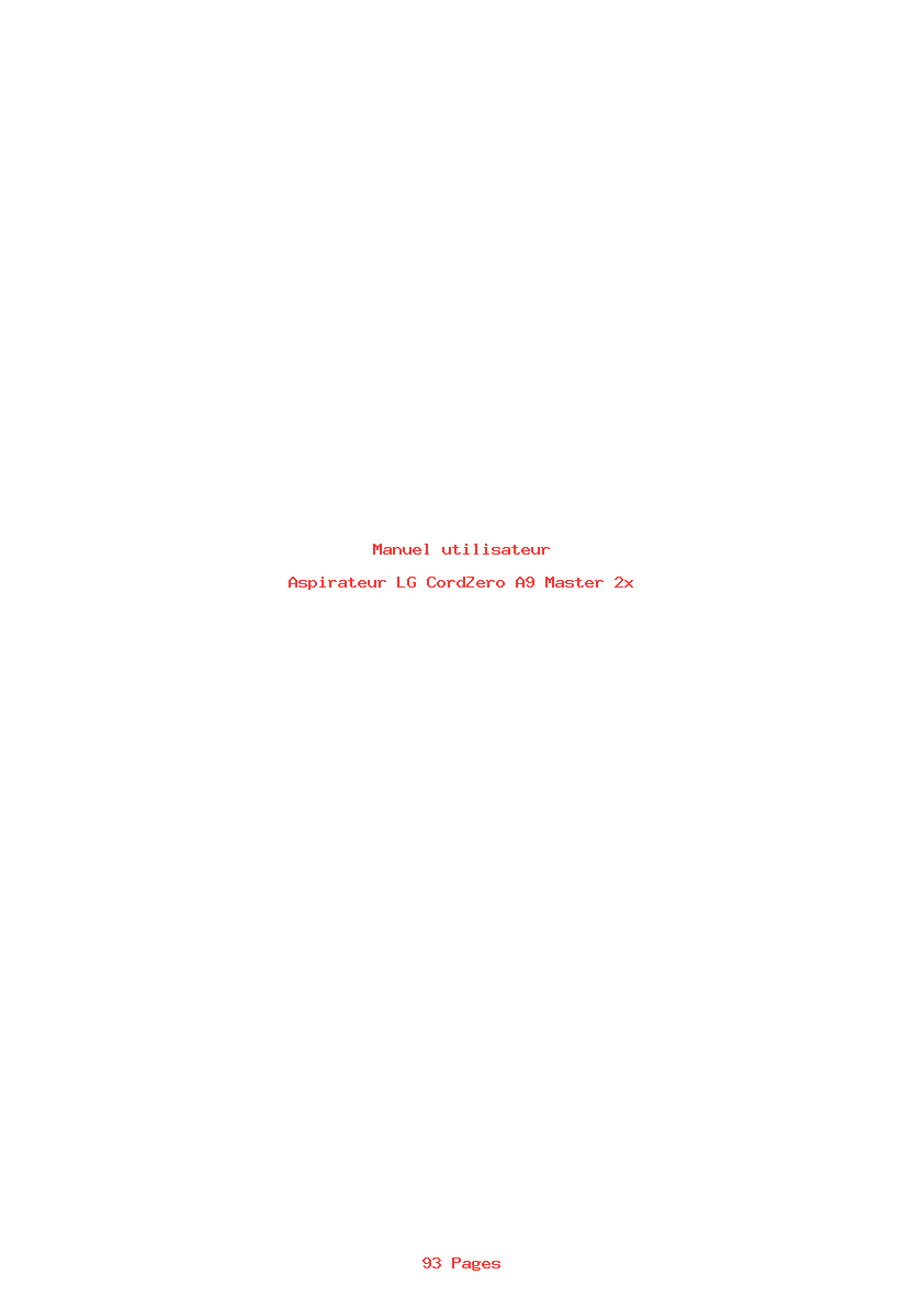 Page 1 de la notice Manuel utilisateur LG CordZero A9 Master 2x