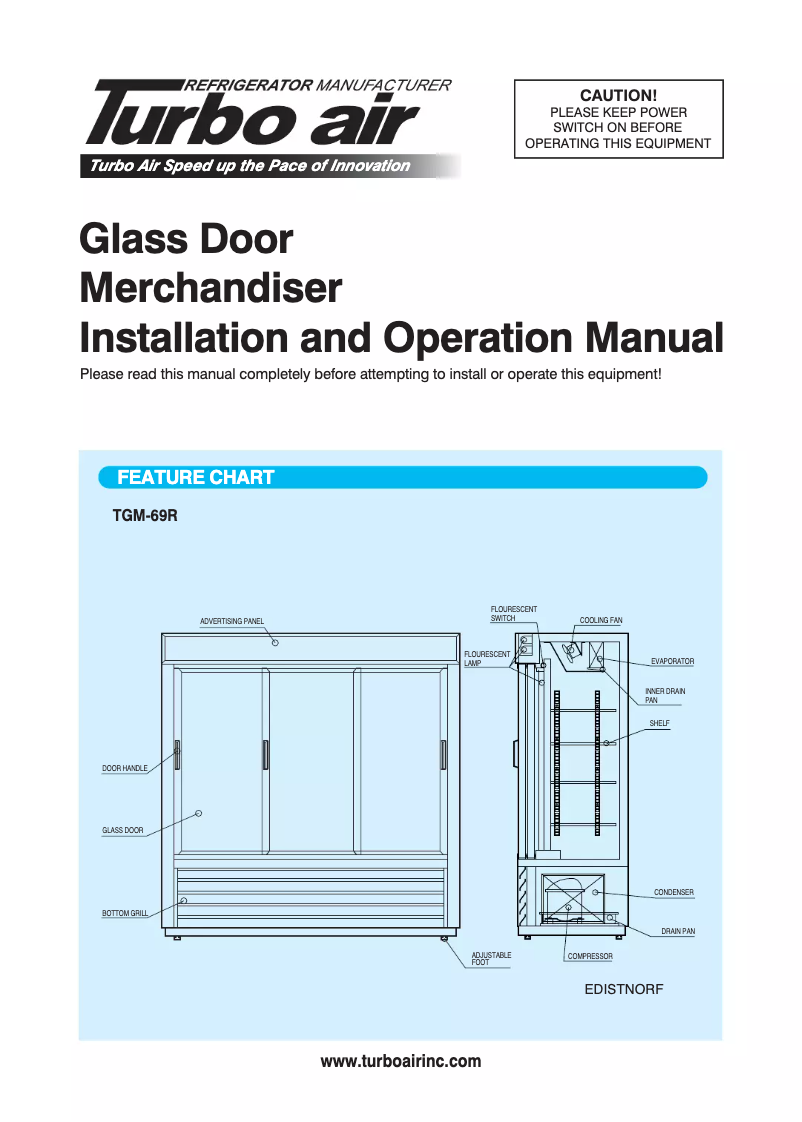 Página 1 del manual Manual de uso y mantenimiento Turbo air TGM-69R
