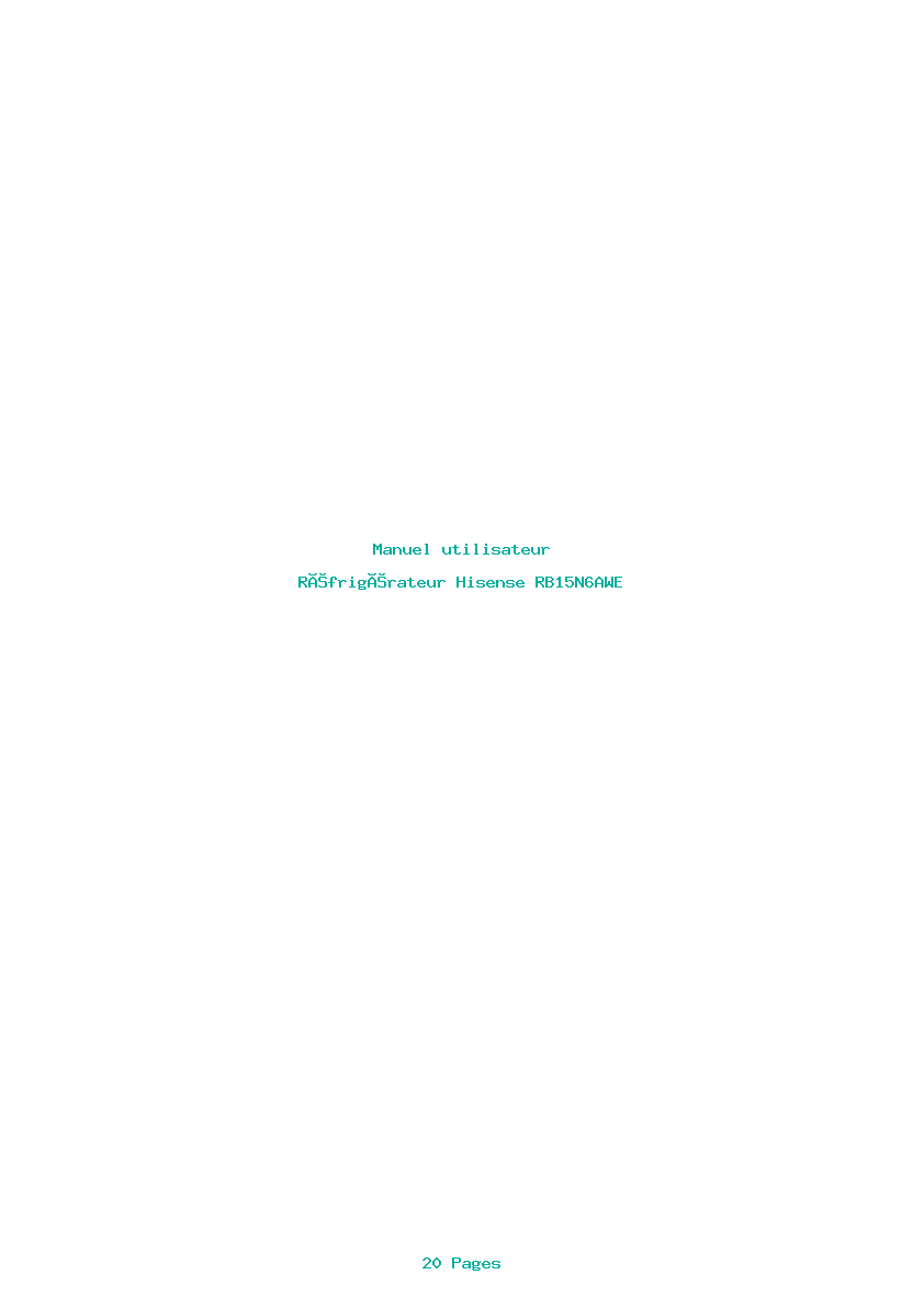 Page 1 de la notice Manuel utilisateur Hisense RB15N6AWE
