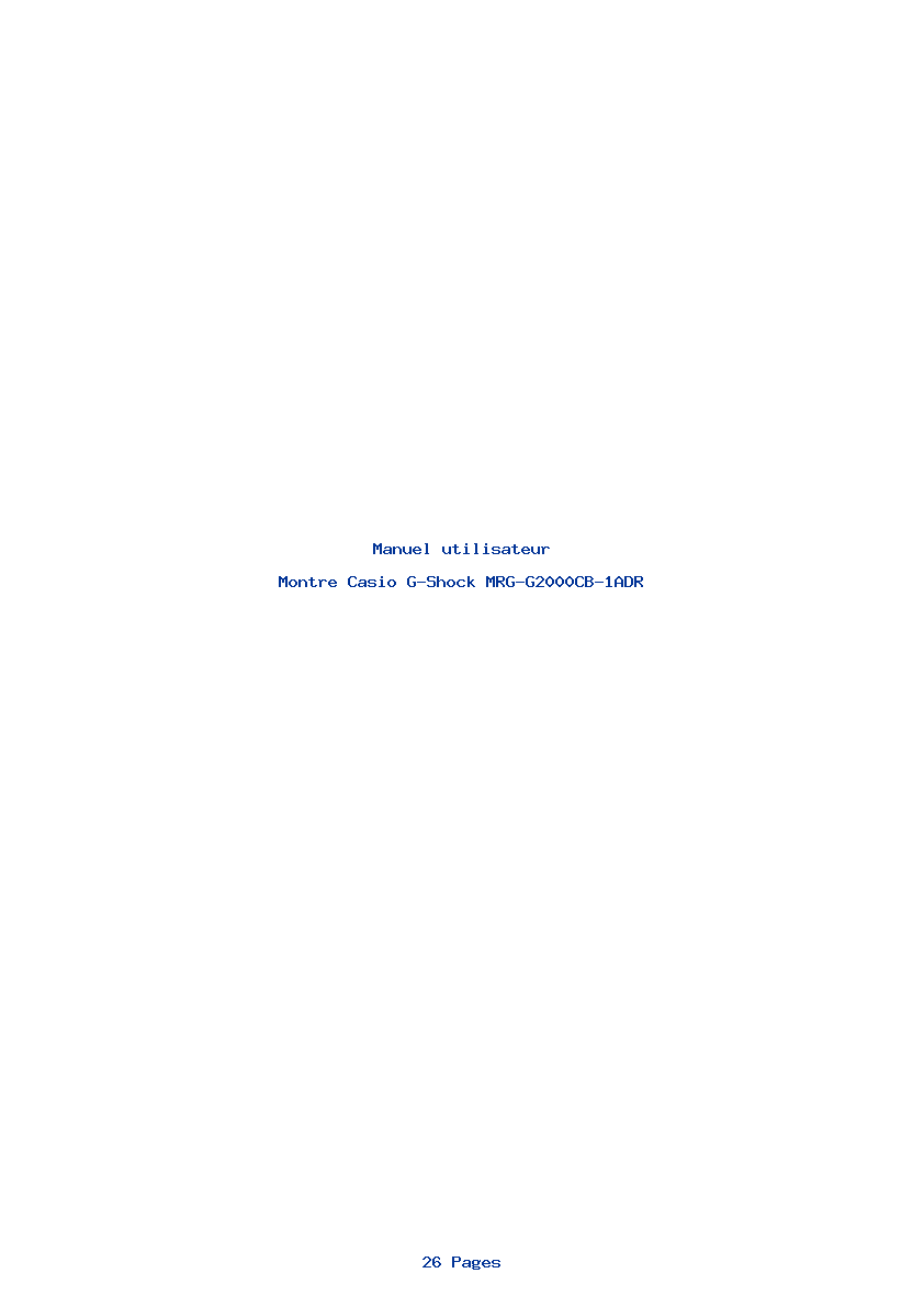 Page 1 de la notice Manuel utilisateur Casio G-Shock MRG-G2000CB-1ADR